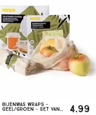 Xenos Bijenwas wraps - geel/groen - set van 2 aanbieding