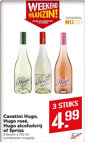 Coop Cavatini hugo, hugo rosé, hugo alcoholvrij of sprizz aanbieding