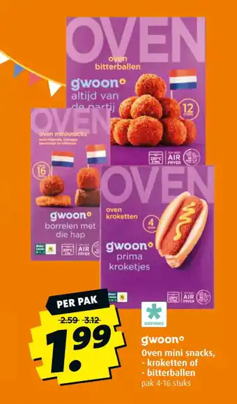 Boni G'woon Oven mini snacks, -kroketten of -bitterballen aanbieding