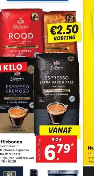 Lidl Koffiebonen *prijsvoorbeeld: koffiebonen espresso extra dark roast. aanbieding