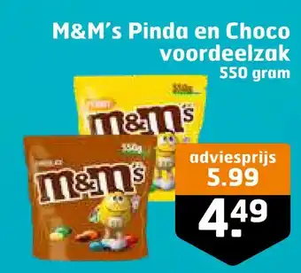 Trekpleister M&m's pinda en choco voordeelzak aanbieding