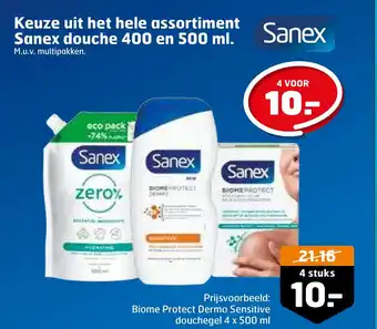 Trekpleister Keuze uit het hele assortiment sanex douche 400 en 500 ml. muy multingkkon aanbieding