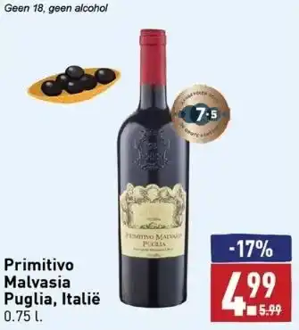 ALDI Primitivo malvasia puglia, italië aanbieding