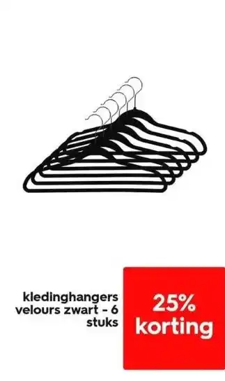 HEMA Kledinghangers velours zwart - 6 stuks aanbieding