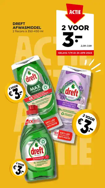 Jumbo Dreft afwasmiddel 2 flacons a 350-430 ml aanbieding