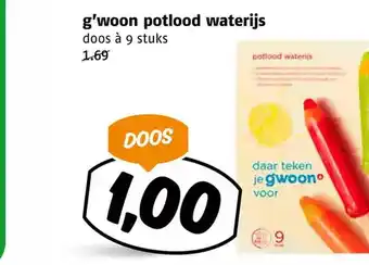 Poiesz G'woon potlood waterijs doos à 9 stuks aanbieding