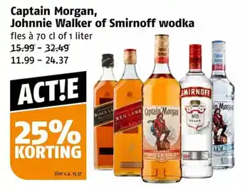 Poiesz Captain morgan, johnnie walker of smirnoff wodka aanbieding