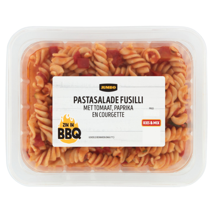 Jumbo pastasalade fusilli met paprika, tomaat en olijven 350g
