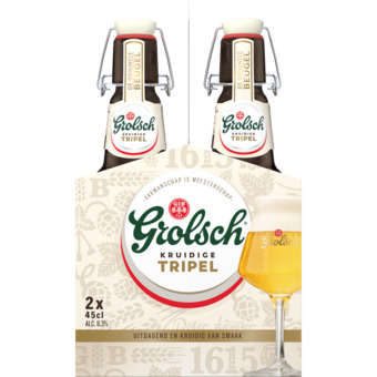 Jumbo Grolsch kruidige tripel 2 x 450ml (bruine beugel) aanbieding