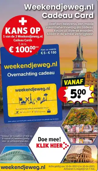 Kruidvat Weekendjeweg.nl cadeau card aanbieding