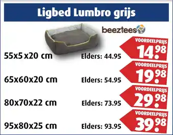 Huisdier Voordeelshop Ligbed Lumbro grijs 55 x 5 x 20 cm aanbieding