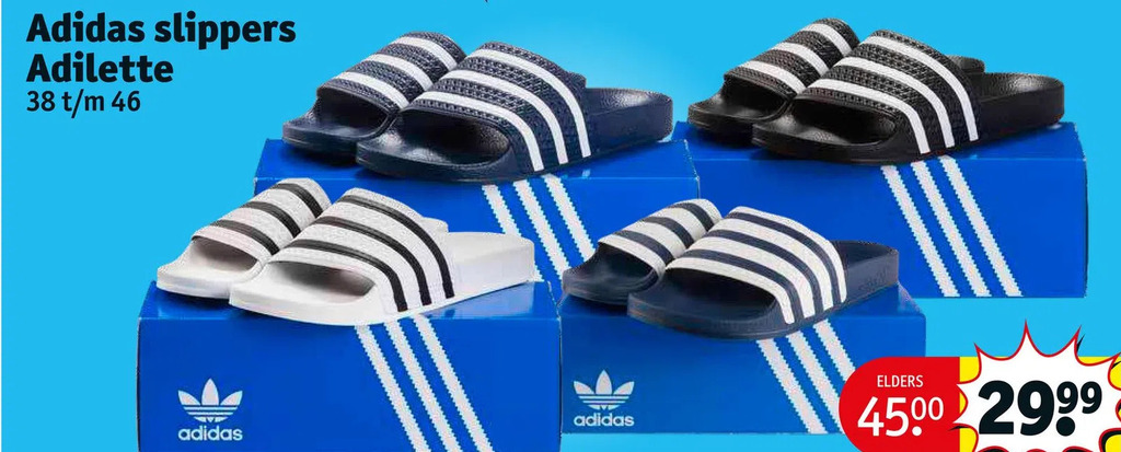 Kruidvat Adidas slippers adilette 38 t/m 46 aanbieding