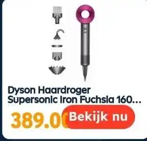 Ochama Dyson haardroger supersonic iron fuchsia 1600 w aanbieding