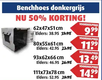 Huisdier Voordeelshop Benchhoes donkergrijs 62 x 47 x 51 cm aanbieding