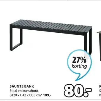 Jysk Saunte Bank B120xH42xD35 cm aanbieding