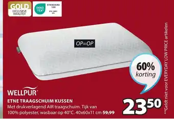 Jysk Wellpur etne traagschuim kussen 40x60x11CM aanbieding