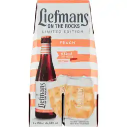 Jumbo Liefmans peach on the rocks fruitbier flessen limited edition 4 x 250ml aanbieding