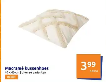 Action Macrame kussenhoes 40x40CM aanbieding