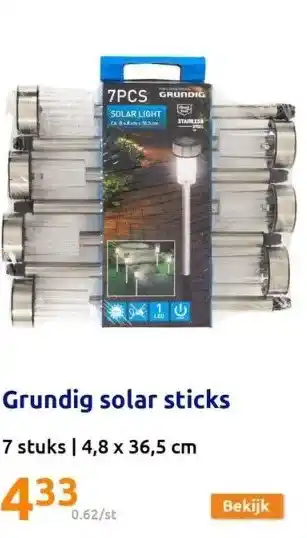 Action Grundig solar sticks aanbieding