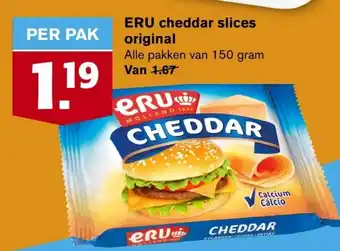 Hoogvliet Eru cheddar slices original 150g aanbieding