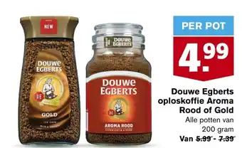 Hoogvliet Douwe egberts oploskoffie aroma rood of gold 200g aanbieding