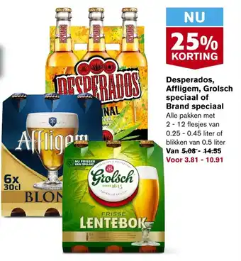 Hoogvliet Desperados, affligem, grolsch speciaal of brand speciaal aanbieding