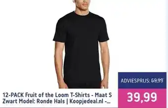 Koopjedeal 12-pack fruit of the loom t-shirts - maat s zwart model: ronde hals | koopjedeal.nl - altijd de beste deal aanbieding