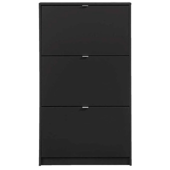 Leen Bakker Schoenenkast hamburg 3 kleppen - zwart - 123,6x70,3x24 cm aanbieding