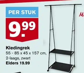 Hoogvliet Kledingrek 55-85x45x157CM aanbieding