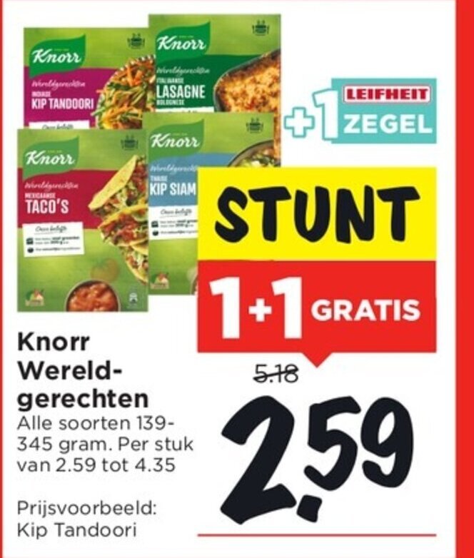 Knorr kip tandoori aanbieding bij Vomar
