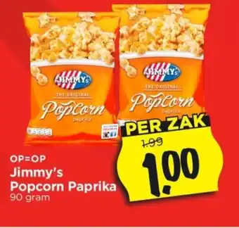 Vomar Voordeelmarkt Jimmy's popcorn paprika 90 gram aanbieding