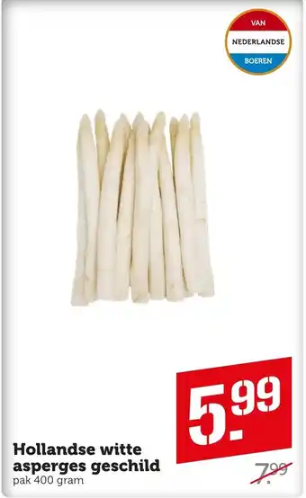 Coop Hollandse witte asperges geschild 400g aanbieding