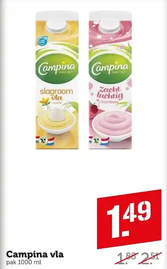 Coop Campina vla 1000ml aanbieding