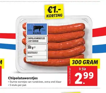 Lidl Chipolataworstjes 300 gram aanbieding