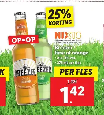 Lidl Breezer lime of orange aanbieding