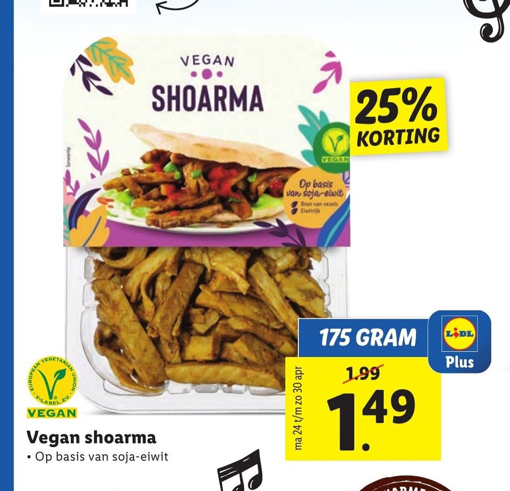Vegan shoarma 175 gram aanbieding bij Lidl