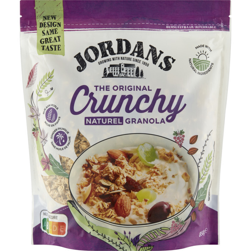Jordans crunchy naturel honey baked granola aanbieding bij Albert Heijn