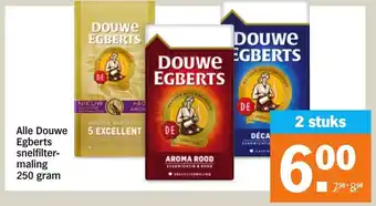 Albert Heijn Alle douwe egberts snelfiltermaling 250 gram 2 stuks aanbieding