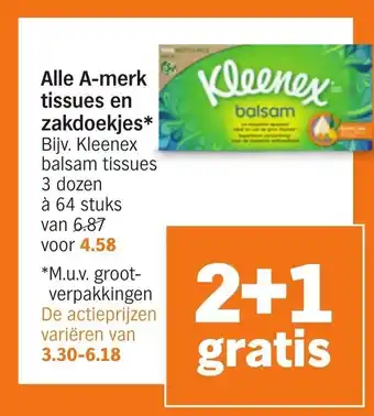 Albert Heijn Kleenex balsam tissues 3 dozen 64 stuks aanbieding