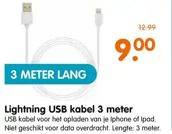 Plentyparts Lightning usb kabel 3 meter aanbieding