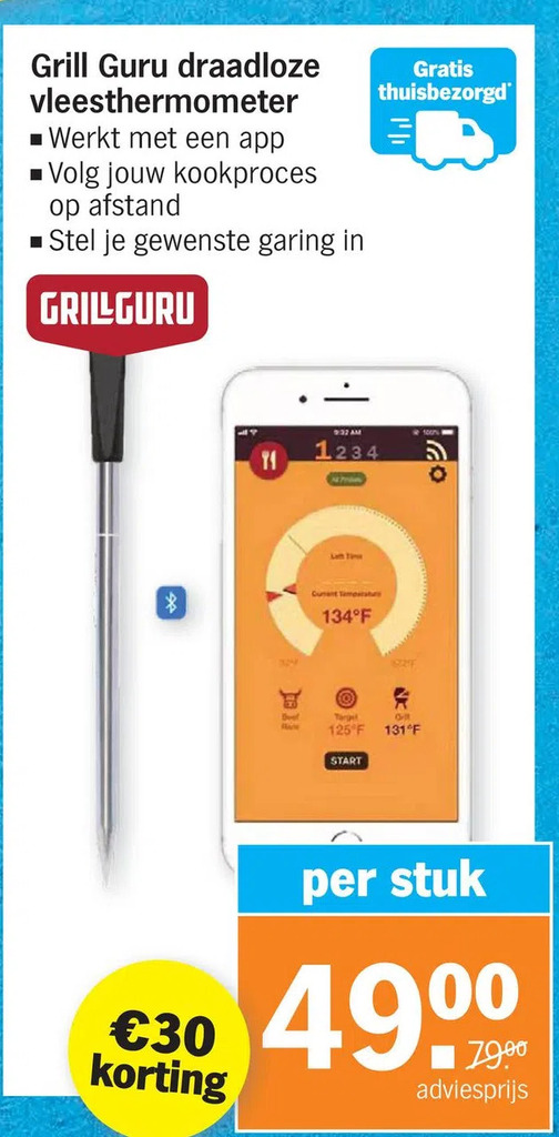 Grill guru draadloze vleesthermometer aanbieding bij Albert Heijn
