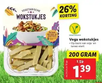 Lidl Vega wokstukjes . op basis van soja- en tarwe-eiwit aanbieding