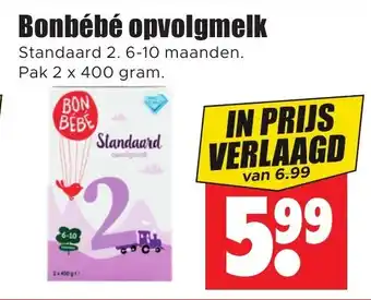 Dirk Bonbébé opvolgmelk 2 x 400g aanbieding