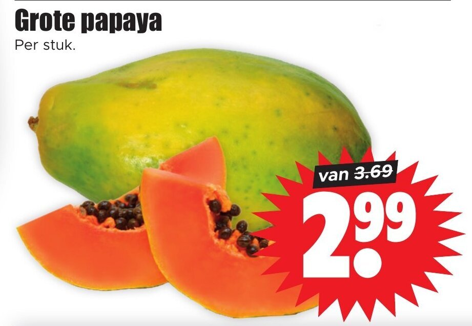Grote papaya aanbieding bij Dirk