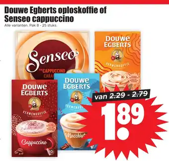 Dirk Douwe Egberts Oploskoffie of Senseo cappuccino 8-25st aanbieding