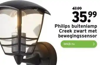 GAMMA Philips buitenlamp creek zwart met bewegingssensor aanbieding