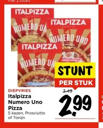 Vomar Voordeelmarkt Diepvries Italpizza Numero Uno Pizza 5 kazen, Prosciutto of Tonijn aanbieding