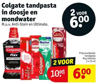 Kruidvat Colgate tandpasta in doosje en mondwater aanbieding