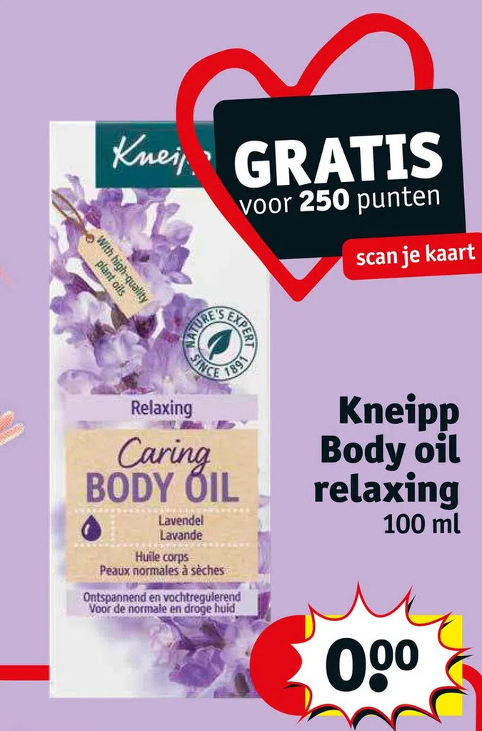 Kneipp body oil relaxing aanbieding bij Kruidvat