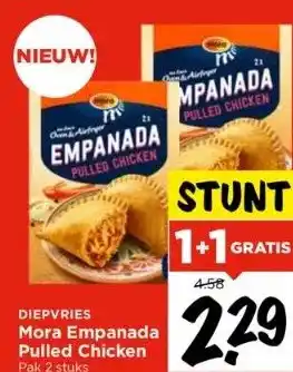 Vomar Voordeelmarkt Mora empanada pulled chicken pak 2 stuks aanbieding